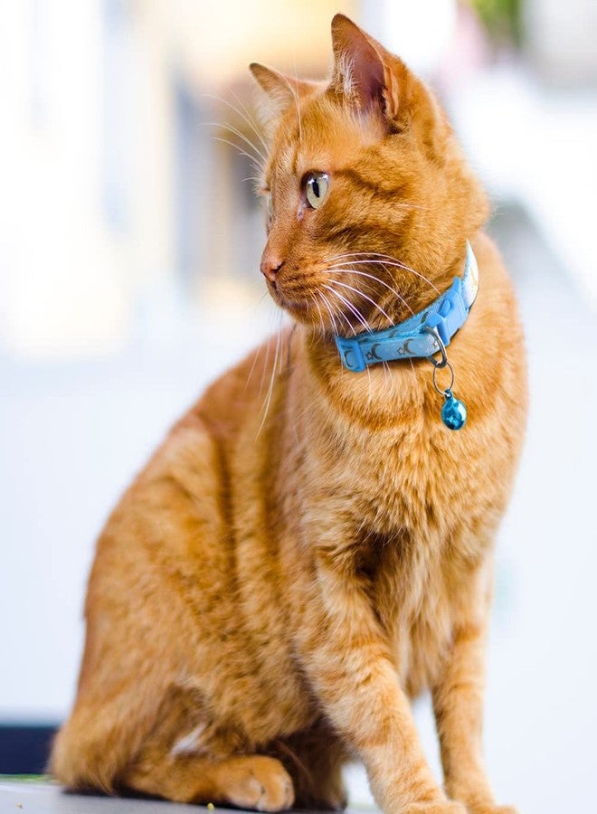 Yitexin 5 PCS Adjustable Moons and Stars Kitten Collars with Bell, Perfect for Pet Supplies, Safety Buckle (5 Colors) - Image 4